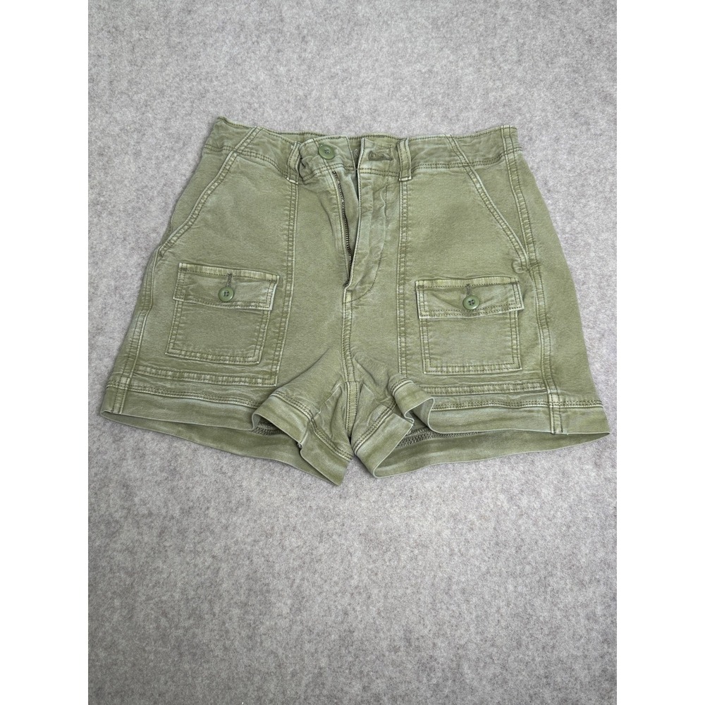 American Eagle Highest Rise 90s Boyfriend Shorts Olive Green Utility Cargo Sz 2